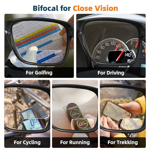 ZIHVEUC Brown Frame Polarized Bifocal Sunglasses +2.50 for Men Women Sport Sun Readers