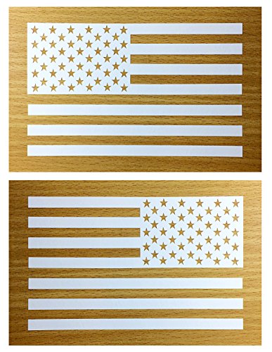 American Flag Vinyl Decal Sticker - 6.5 x 4 Inch Tactical White Pair