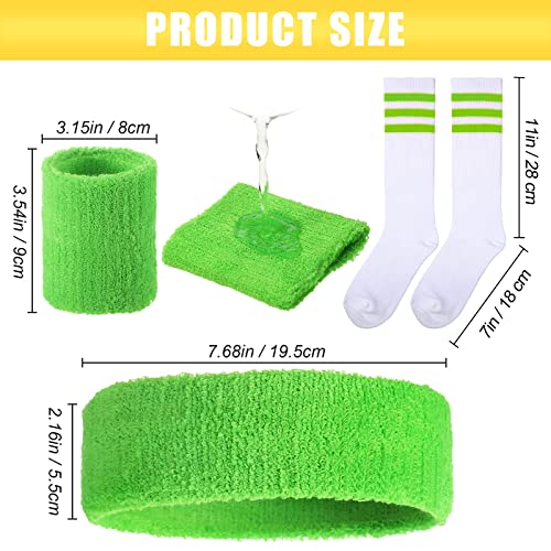 80's Neon Color Sweatband and Stripe Crew Socks - Hillban