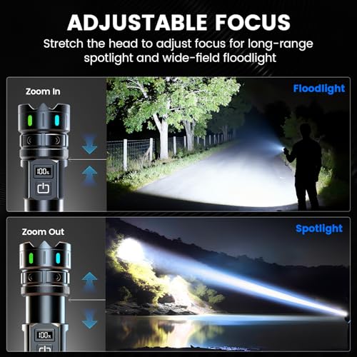 VASTFIRE Deep Black Rechargeable 30W LED Work Flashlight 100000 Lumens
