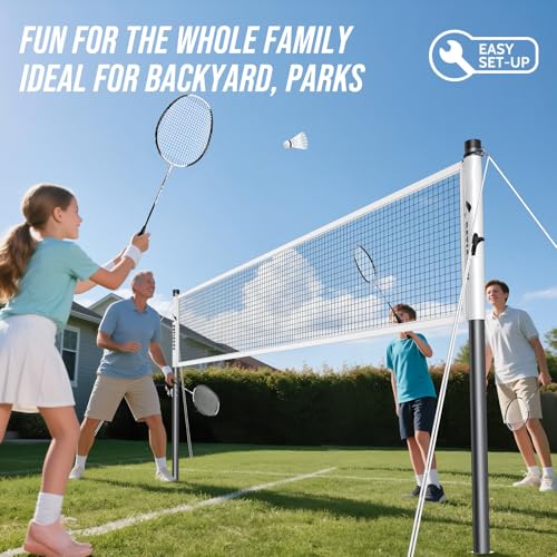 Professional Badminton Set with Net & Rackets - B-White