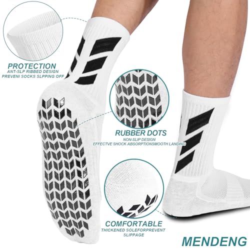 Grip Socks for Men - Non-Slip Training & Yoga Socks - 2 Pairs, Black & White