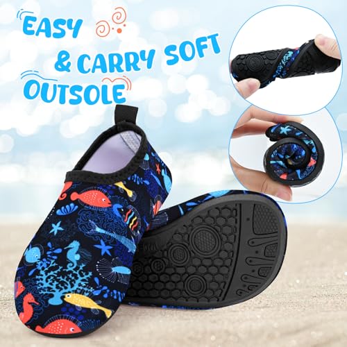 Toddler Kids Quick Dry Non-Slip Swim Water Shoes - Ocean Black 10.5-11.5