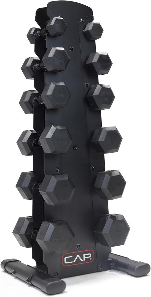 CAP Barbell Dumbbell Weight Set with Vertical Rack - Choose 100 lb, 150 lb, or 210 lb Options