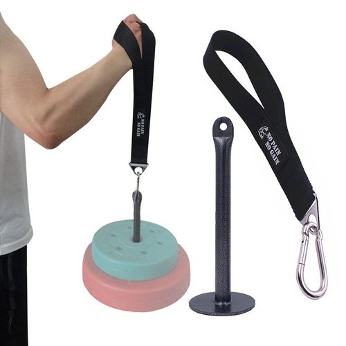 Arm Wrestling Training Strap Belt with Loading Pin Hand Grip Arm Finger Forearm Exerciser Strengthener for Cable Machine and Free Weight