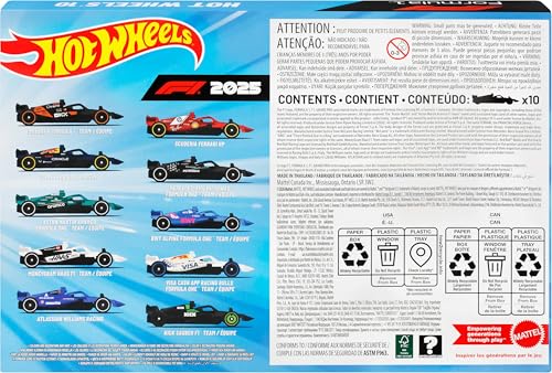 Hot Wheels Formula 1 2025 10-Pack - 1:64 Scale Die-Cast Racecars