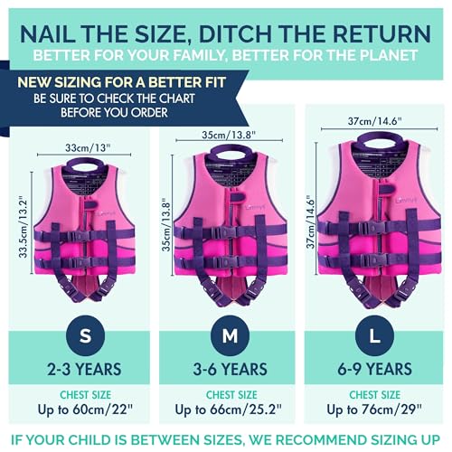 Limmys Kids Neoprene Swim Vest Berry Pink Large - Adjustable Child Water Safety Aid