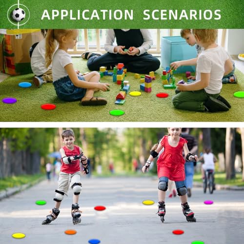 4-Inch Non-Slip Rubber Spot Markers - 24 Pack in 6 Colors