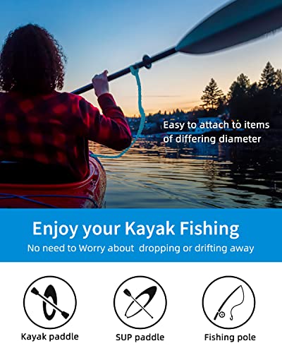 Kayak Paddle Leash - Stretchable Strap 4-7ft for Kayaking & Fishing - Blue
