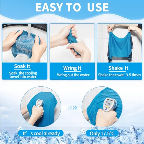Cooling Towel Bulk - Microfiber Quick Cold Wraps, 32"x12" - Multicolor