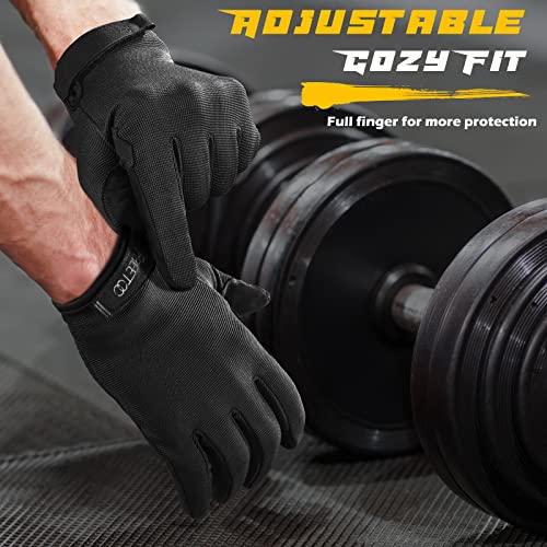 Full-Finger Workout Gloves for Men - Black, Large Size