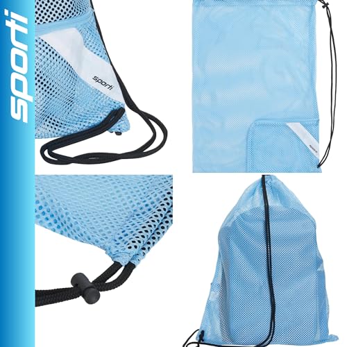 Sporti Mesh Swim Bag with Zipper Pocket - Durable Water Sports Equipment Backpack