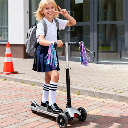 Colorful Handlebar Streamers for Kids' Bicycles - Shiny Blue Purple