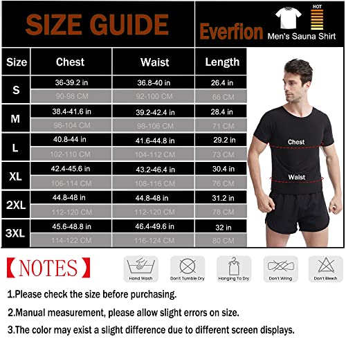 Everfion Sauna Shirt for Men Short Sleeve Compression Body Shaper Gym Top - Black-Blue, XL