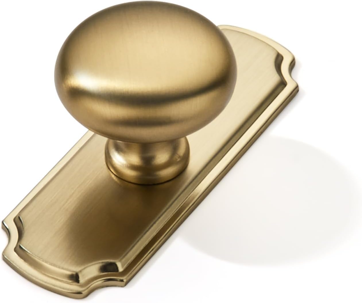 khtumeware 2 Pack 1-1/4 inch Backplate for Cabinet Knobs Brushed Brass Drawer Knobs Satin Gold Cabinet Hardware Vintage Knobs with Backplate