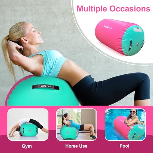 Inflatable Air Barrel Tumbling Trainer - Pink/Mint 3.3'L x 2'D