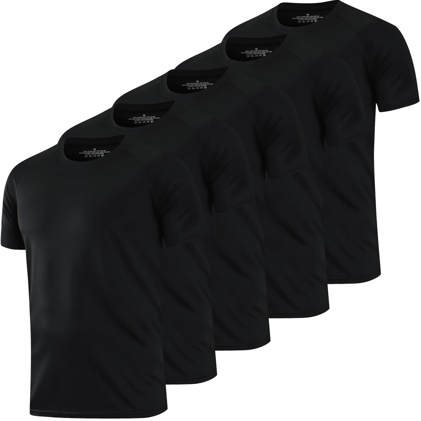HovSiyla 5 Pack Running Shirts Men Sport Tops Dry Fit Gym Wicking Athletic T Shirts Breathable Cool Workout Shirts Black XL