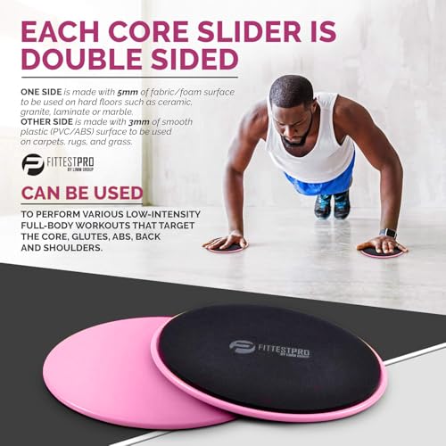 Core Sliders for Full Body Workouts - Pink Exercise Gliding Discs (Set of 2)