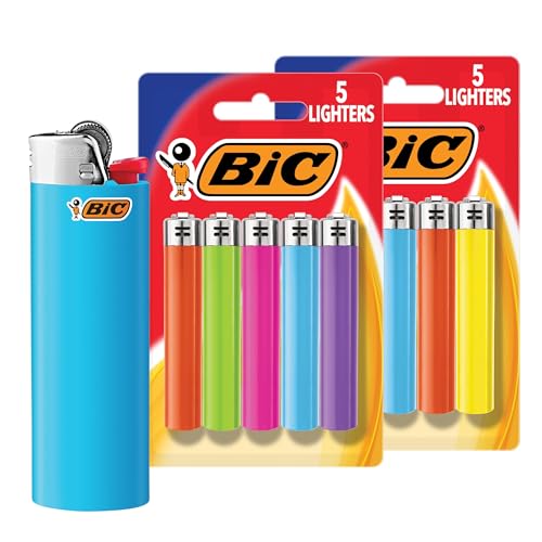 BIC Maxi Pocket Lighters - Long-Lasting, Child-Resistant, 10-Pack