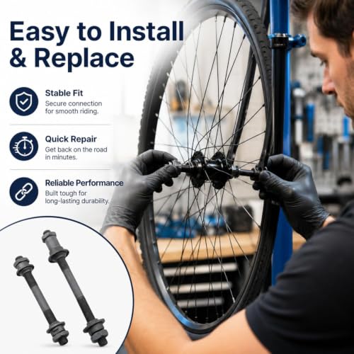 Bike Hub Axle Set - 108mm Front & 145mm Rear, Steel Construction