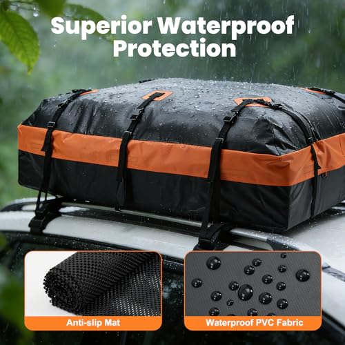 Waterproof Car Roof Bag Cargo Carrier 20 Cubic Feet - Gold Oval