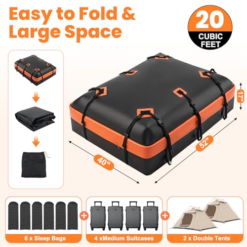 Waterproof Car Roof Bag Cargo Carrier 20 Cubic Feet - Gold Oval