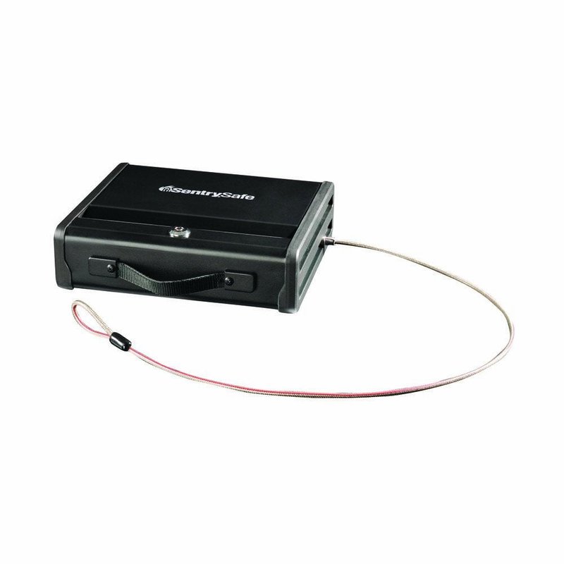 SentrySafe Portable Gun Safe with Key Lock, Steel Cable, and Carrying Handle has a One Handgun Capacity, Gun Safe for Car or Home, PP1K
