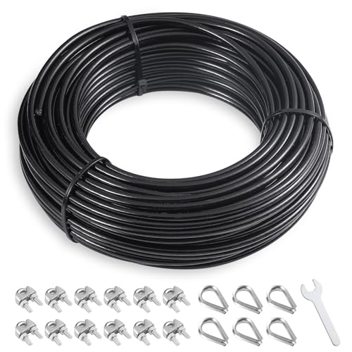 SERTT 98.4 ft TPU-Coated 5mm Steel Cable for Pulley Weight Lifting Machine – Replacement Gym Cable