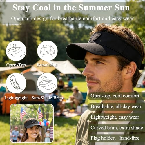 Patriotic Sun Visor Hat for Golf, Tennis, Cycling & Beach