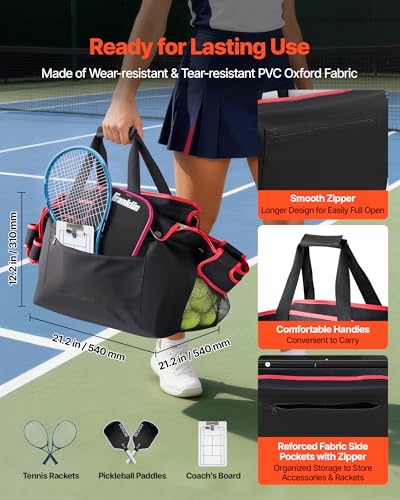 VEVOR 175 Balls Tennis & Pickleball Hopper Cart - Foldable Ball Pickup Basket, Portable Storage for Tennis Training & Sports