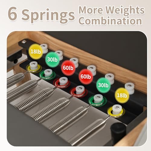 Wood Pilates Reformer Machine with Tower - Foldable Home Equipment