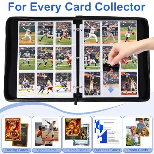 Zofly 9-Pocket Card Binder with 3-Ring Zipper (White) Holds 900 Cards