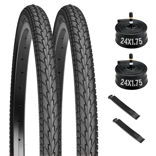 24 x 1.75 Bicycle Tires with Inner Tube & Tire Levers - High-Performance Bike Replacement