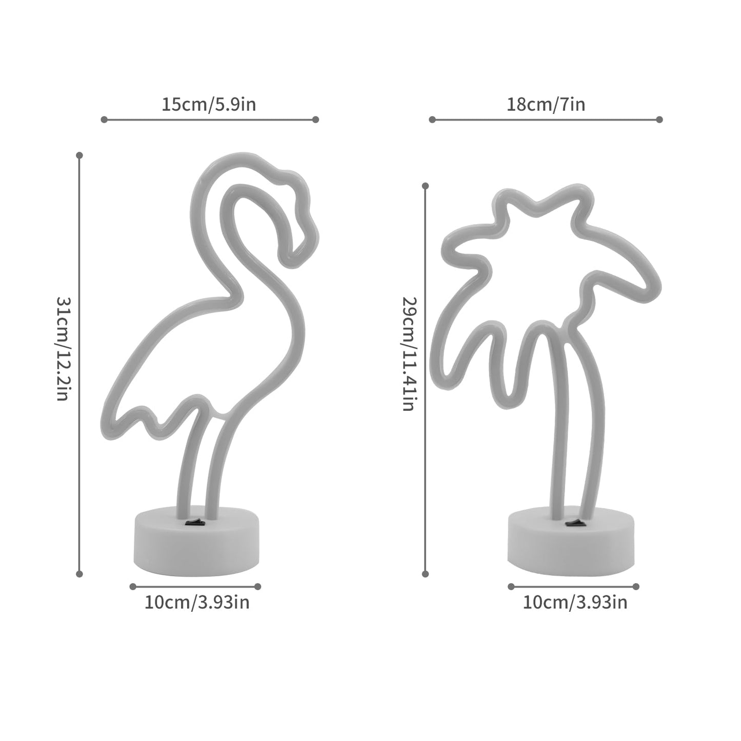 UrsaMajor 2 Pack Neon Signs, Pink Flamingo & Neon Palm Tree, USB/Battery Powered, Energy Efficient, Decor Lights for Girls Bedroom, Party, Dining Tables, Office desk, Valentine Gifts