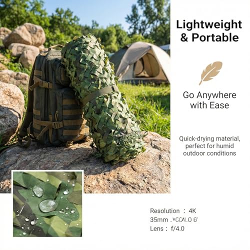 Camouflage Netting for Hunting - Durable 4.92 x 6.56 ft Mesh