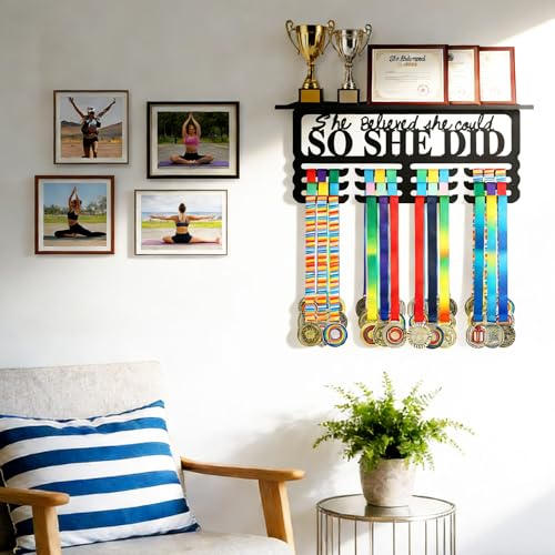 Wall-Mounted Medal Display Holder for 40 Medals & Ribbons