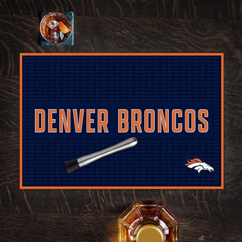 Denver Broncos NFL 12x18 PVC Heavy Duty Bar Mat - Home & Kitchen Decor