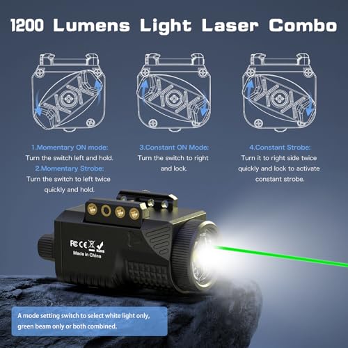 Pistol Laser Sight for Glock Picatinny Rail - Low Porfile Green Dot Laser Beam for Gun/Taurus/Canik, Airsoft Laser for Handgun Shotgun