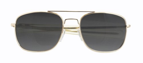 Campco Humvee Pilot Sunglasses - Polarized Aviator Sunglasses Bayonette, Frame, Military Sunglasses with Gray Lenses and Gold Frame, 52mm