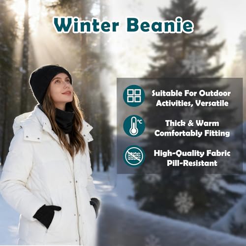 Winter Hat, Neck Gaiter & Gloves Set - Black Thermal Accessories