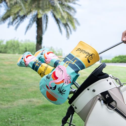 BAIRBRE Golf Club Head Covers Flamingos Driver/Hybrid Leather - Fits All, For Hybrid