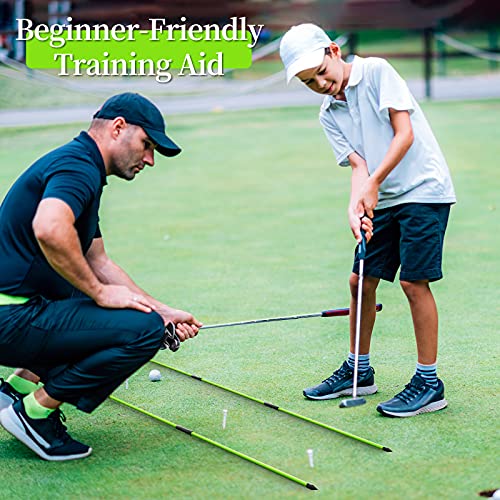 Golf Alignment Sticks - 48" Collapsible Training Aid, 2 Pack - Green