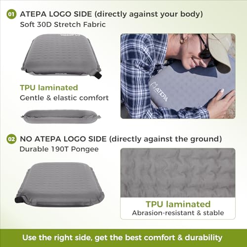 ATEPA 2 Pack Inflatable Seat Cushions - Portable, Soft & Waterproof for Stadium & Outdoor Use