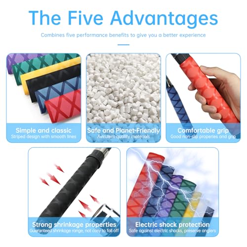 Non-Slip Fishing Rod Handle Grip Wrap - 39" Length, 19/32" Diameter, Black