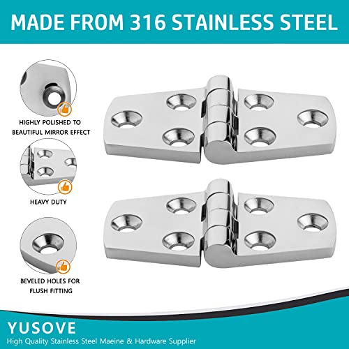 3" x 1.5" Stainless Steel Marine Hinges - Pack of 2