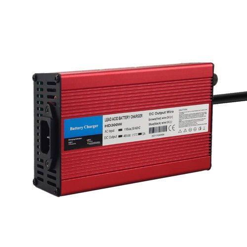 48V 5A RXV Golf Cart Battery Charger for Ez-Go EZgo TXT with RXV Plug 3 Prong, Red Aluminum Shell