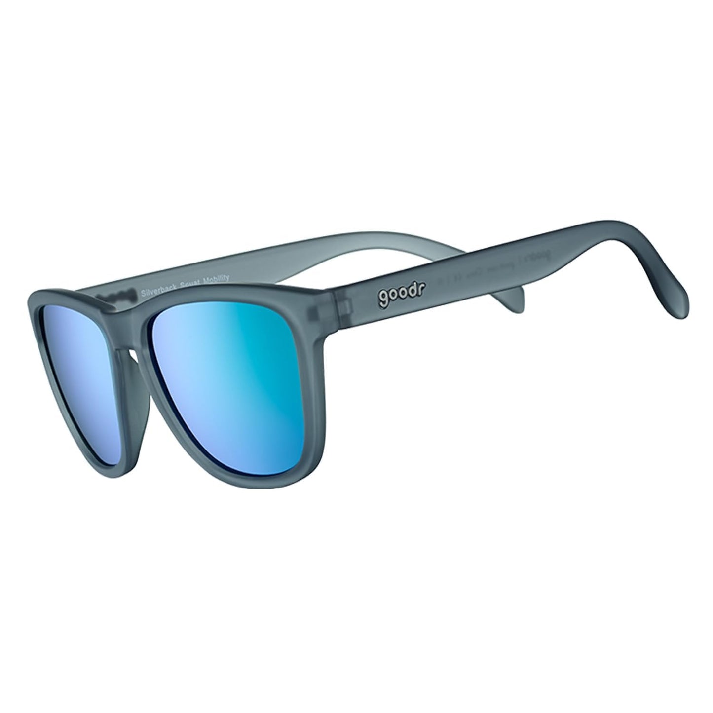 goodr Silverback Squat Mobility Polarized Sunglasses, Medium Sized (OG), Dark Gray Translucent Frames with Light Green Mirrored Reflective Lenses, UV400 Protection, No Slip, No Bounce