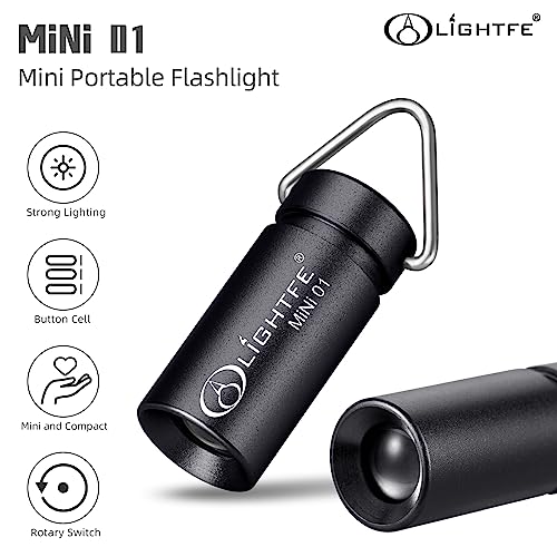 Mini Keychain Flashlight - Small, Bright, Lightweight - Black