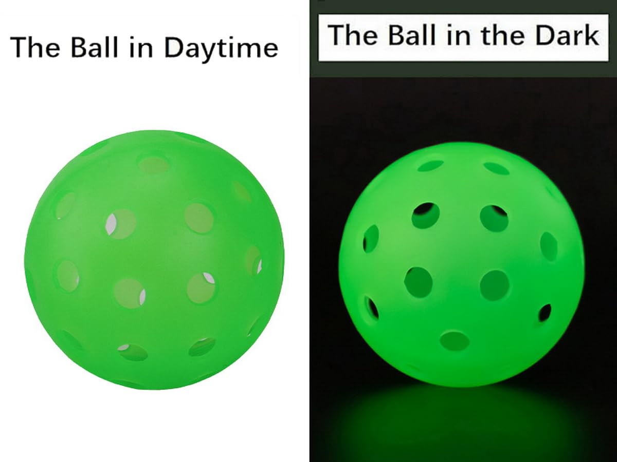 Aolowewin Bucket Toss Golf Balls, Yard Toss Games Balls, Pickleball Ball, Glow in The Dark, Fluorescence Fluorescent Glow, Play at Night and Day, 4-Pack with Mesh Bag