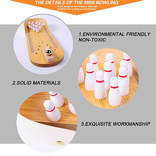 Mini Wooden Desktop Bowling Game Toy for Kids - Fun Classic Desk Game